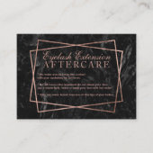 モダンのばら色の金ゴールドの黒の大理石のまつげのアフターケア 名刺 (正面)