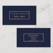 モダンのばら色の金ゴールドフレームの濃紺のメーキャップアーティスト 名刺 (正面/裏面)