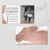 モダンのばら色の金ゴールドブラシストロークシンプルの写真撮影 名刺 (正面/裏面)