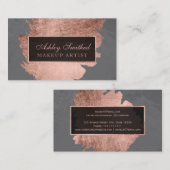 モダンのばら色の金ゴールドブラシストローク灰色のセメントの化粧 名刺 (正面/裏面)