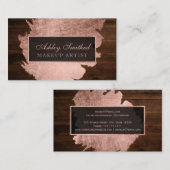 モダンのばら色の金ゴールドブラシストローク素朴な木製の化粧 名刺 (正面/裏面)