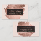 モダンのばら色の金ゴールドブラシストローク赤面のピンクの化粧 名刺 (正面/裏面)