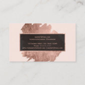 モダンのばら色の金ゴールドブラシストローク赤面のピンクの化粧 名刺 (裏面)