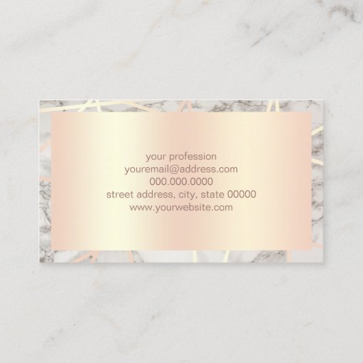 モダンのばら色の金ゴールド及び白人の大理石のインテリア・デザイナー 名刺 (裏面)