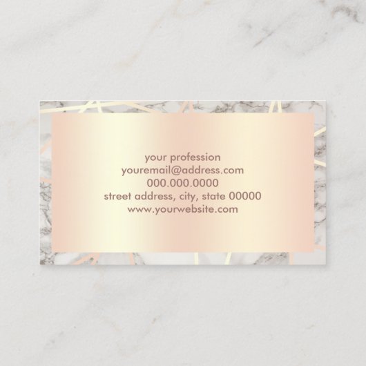 モダンのばら色の金ゴールド及び白人の大理石のメーキャップアーティスト 名刺 (裏面)