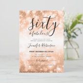 モダンのばら色の金ゴールド60及びすばらしい第60誕生日 招待状 (スタンド正面)
