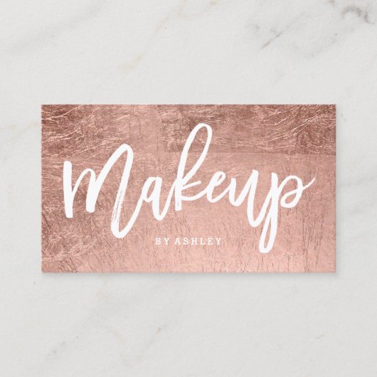 モダンのばら色の金色やし自由章の木のシックな化粧のタイポグラフィ 名刺 (正面)