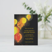 モダンのぶら下がったランタンの結婚式 案内ポストカード (スタンド正面)