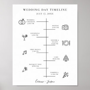 モダンのアイコン結婚タイムラインプログラムポスター ポスター