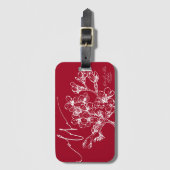 モダンのアロハ赤い桜の荷物のラベル ラゲッジタグ (正面縦)