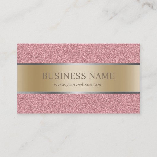 モダンのエレガントなばら色の金ゴールドのグリッターのストライプホイル 名刺 (正面)