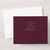 モダンのエレガント結婚シックな書道ブルゴーニュ オールインワン招待状 (裏面)