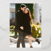 モダンのオ結婚ーバーレイの前面の写真金ゴールド 箔招待状 (裏面)