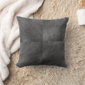 モダンのクールなダークグレーの革プリントパターン クッション (ブランケット)