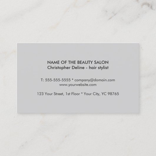 モダンのクールなダークグレーの黒は美容師を切ります 名刺 (裏面)