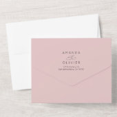 モダンのシエレガントック書道赤面ピンク オールインワン招待状 (裏面)