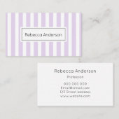 モダンのストライブ柄パステル調の紫色パターン名刺 名刺 (正面/裏面)