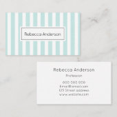 モダンのストライブ柄パステル調の青いパターン名刺 名刺 (正面/裏面)