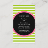 モダンのストライプなモノグラムの名刺-緑か白 名刺 (裏面)
