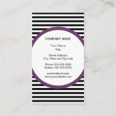 モダンのストライプなモノグラムの名刺-黒か白 名刺 (裏面)