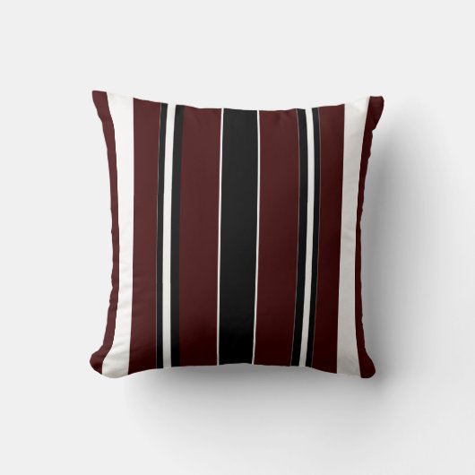 モダンのストライプな枕家あずき色か黒いまたは白 クッション (正面)