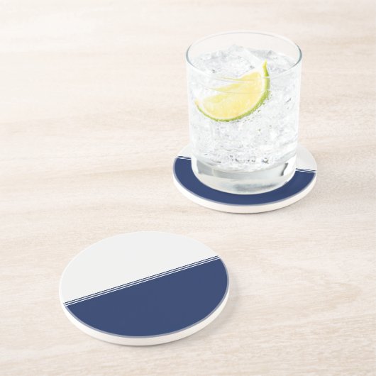 モダンのストライプな濃紺のカスタム コースター (側面)