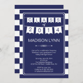 モダンのストライプな長旗の旗布の卒業パーティー 招待状 (正面/裏面)