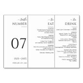モダンのディナ結婚ーメニュー結婚式パーティー3倍 テーブルナンバー (裏面)