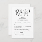 モダンのディナ結婚ー招待状RSVP同封カード エンクロージャーカード (正面/裏面)