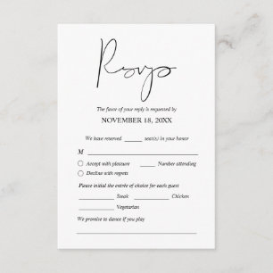 モダンのディナ結婚ー招待状RSVP同封カード エンクロージャーカード