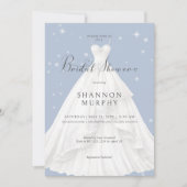 モダンのドレ結婚スオンブルースパークルブライダルシャワー 招待状 (正面)