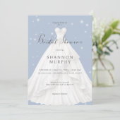 モダンのドレ結婚スオンブルースパークルブライダルシャワー 招待状 (スタンド正面)
