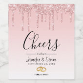 モダンのピ結婚ンクグリッタードリップ応援 ワインラベル (シングルラベル)