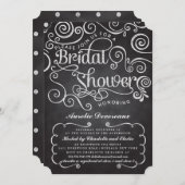 モダンのファンシーな黒板はブライダルシャワー渦巻きます 招待状 (正面/裏面)