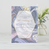 モダンのマーレ結婚ッド紫バラ瑪瑙 招待状 (スタンド正面)