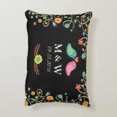 モダンのモノグラムフローラ愛の鳥カップル アクセントクッション (裏面(縦))