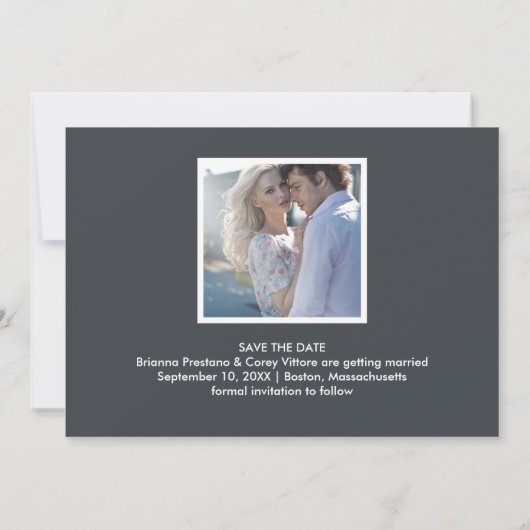 モダンの保存日付の写真のコラージュ セーブザデート (裏面)