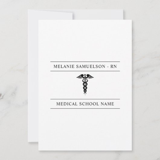 モダンの公認看護師の学校RNの卒業パーティー 招待状 (裏面)