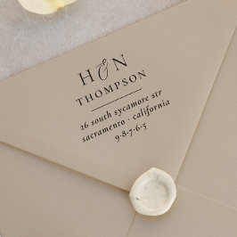 モダンの名結婚前とイニシャルの差出人住所 ラバースタンプ