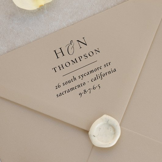 モダンの名結婚前とイニシャルの差出人住所 ラバースタンプ