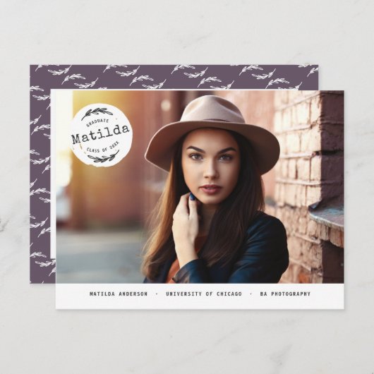 モダンの大学院の写真の発表 + パーティーの招待 インビテーションポストカード (正面/裏面)