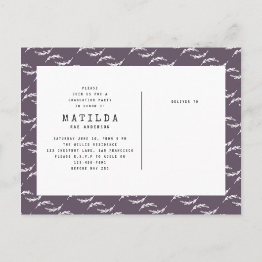 モダンの大学院の写真の発表 + パーティーの招待 インビテーションポストカード (裏面)