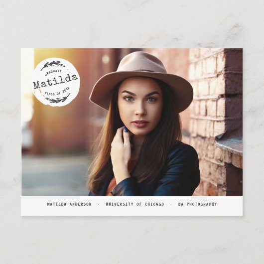 モダンの大学院の写真の発表 + パーティーの招待 インビテーションポストカード (正面)