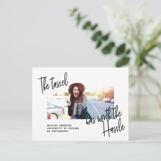 モダンの大学院の写真の発表 + パーティーの招待 インビテーションポストカード (スタンド正面)