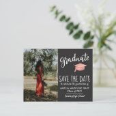 モダンの大学院の帽子の保存日付の写真の灰色 案内ポストカード (スタンド正面)