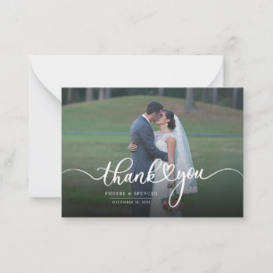 モダンの手結婚に手紙が届いた写真ありがとう ノートカード