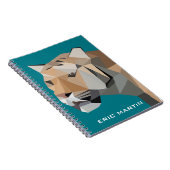 モダンの抽象的で幾何学的なトラのパーソナライズな名前 ノートブック (右側)