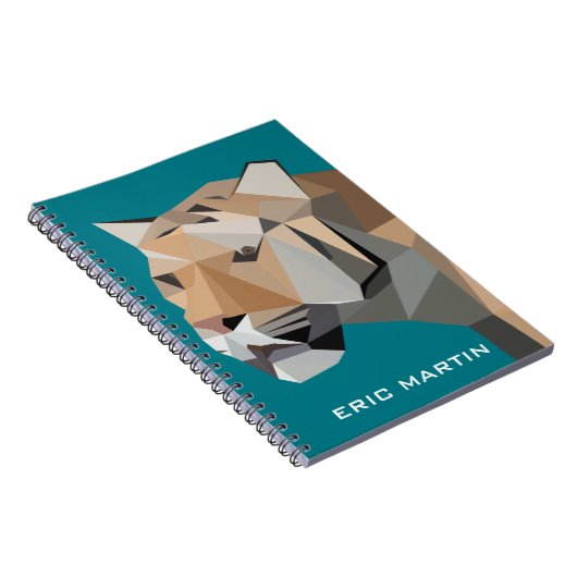 モダンの抽象的で幾何学的なトラのパーソナライズな名前 ノートブック (右側)