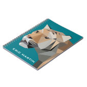 モダンの抽象的で幾何学的なトラのパーソナライズな名前 ノートブック (左側)