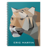 モダンの抽象的で幾何学的なトラのパーソナライズな名前 ノートブック (正面)